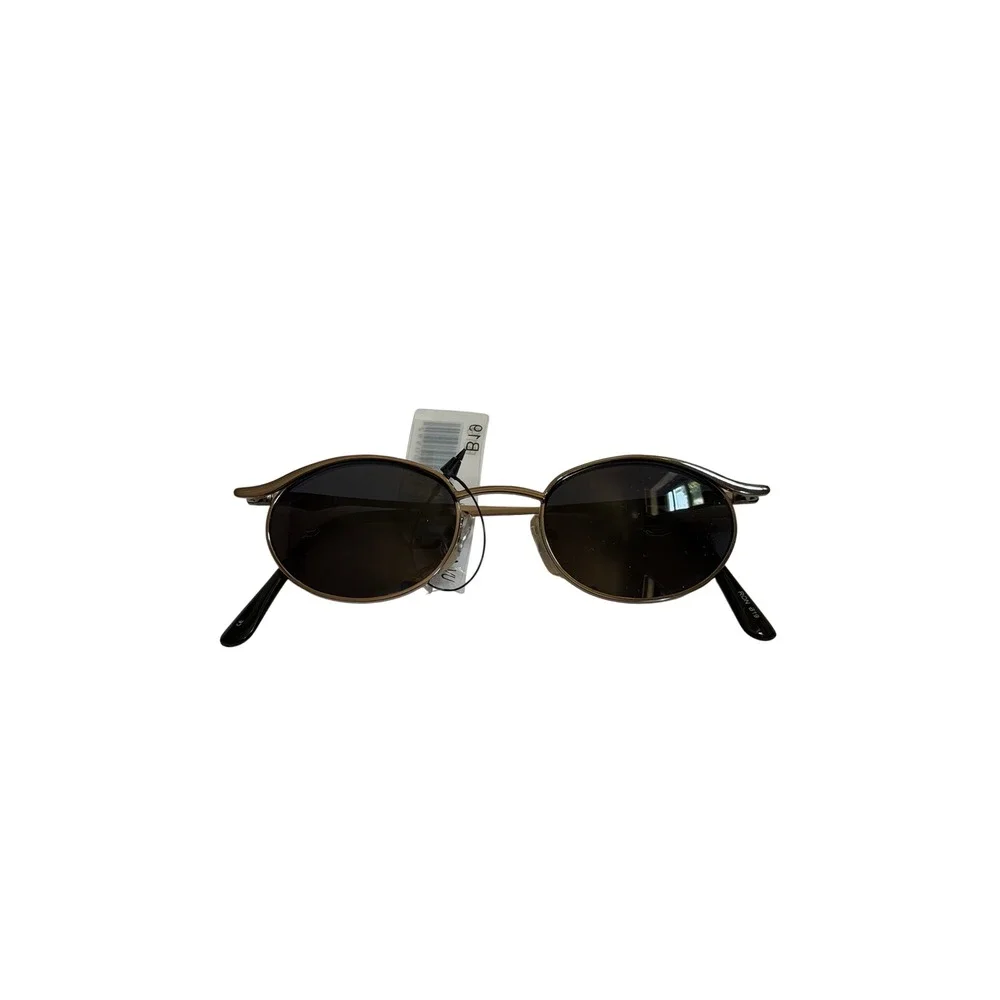 Vintage 90s Minimalist Oval Sunglasses | Gunmetal Metal Wire Frame Shades